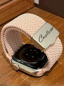 [Customized] Personalized Name Starlight Knitting Magnetic Nylon Strap Compatible With Iwatch S11 10 42mm 46mm 44mm 42mm 41 45 38 40 Adjustable Splicing Band Compatible With Apple Watch Ultra 10 9 8 7 6 5 Band