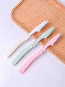 3-teiliges Set aus rostfreiem Stahl Augenbrauen-Rasierer - parfümfreies multifunktionales Körperhaartentfernungswerkzeug, klappbar und tragbar, kratzfest, praktisch zum Augenbrauen Rasieren, ohne Zubehör.