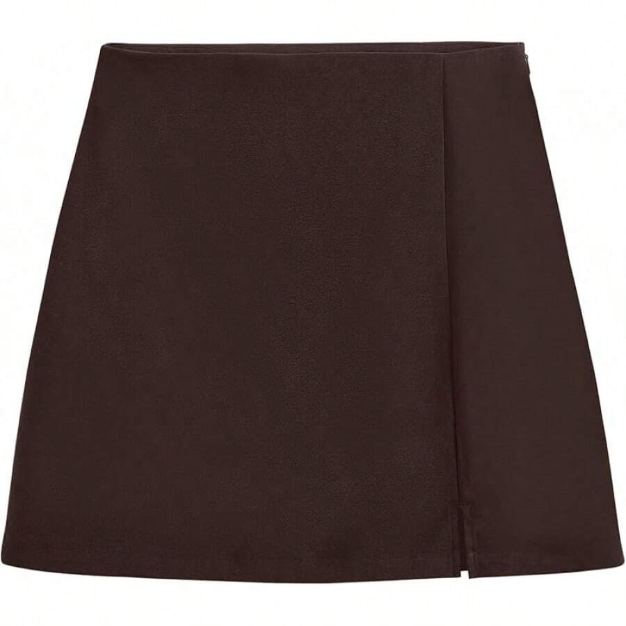 Skirt High Waist Zip Up Split Bodycon Fitted Party A Line Skirt, 2025 Style - 棕色 - 查看 1