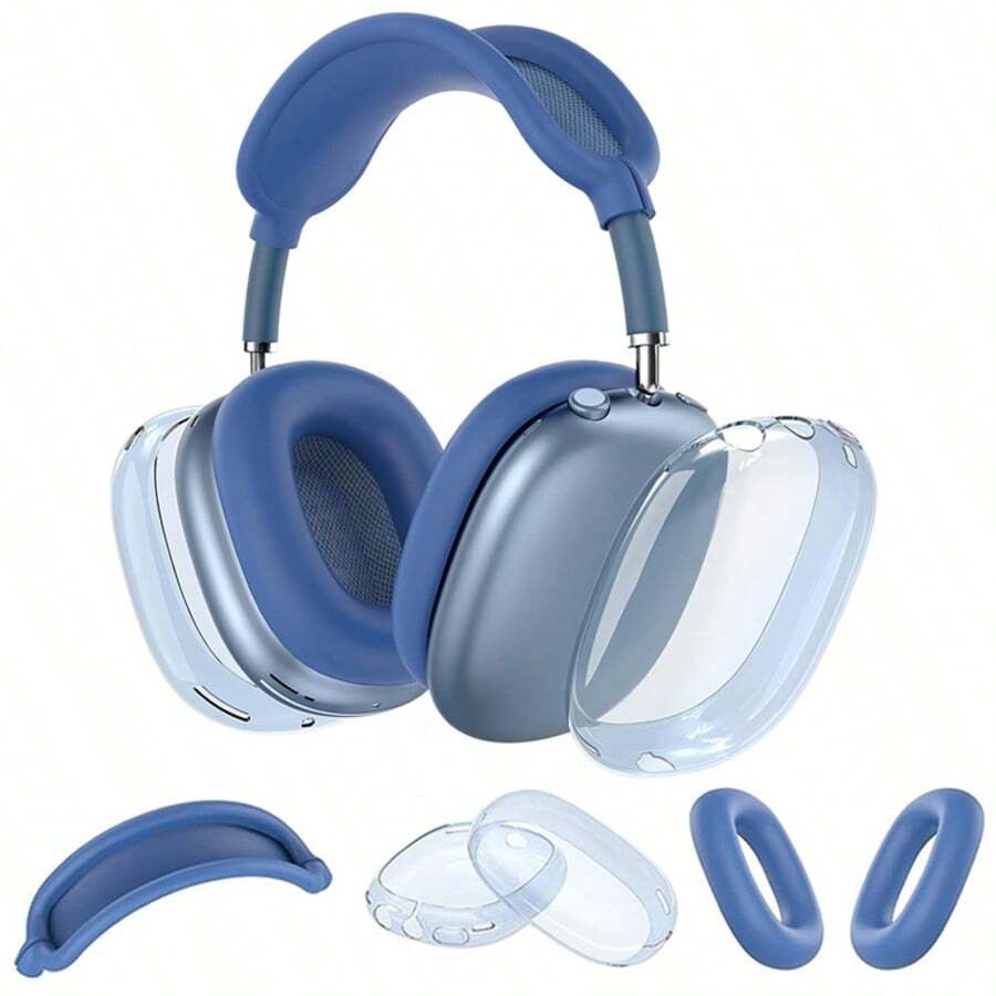 Funda de silicona para auriculares Max, cubierta suave de TPU transparente para los cascos/almohadillas de oreja/cubierta de la diadema, accesorios transparentes compatibles con Apple Max (2024/2020)(USB-C/Lightning)