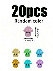 1pc/10pcs/20pcs Glow In The Dark Mushroom Resin Decor,Miniature Gardening Fairy Garden Mini Character,Cute Resin Mushroom Statues Perfect For Home Decor & Party Favors,Mushroom Fairy,Miniature Items,Mini DIY,Mini Fairy Garden,Terrariums, Potted Plants,Craft,Car Decoration. - Multicolor - View 10