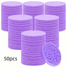 10/20/30/50pcs Compact Natural Face Sponge 100% Makeup & SPA Cleansing Sponge For Exfoliation, Makeup Removal, And Facial Washing