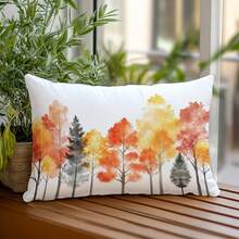 1 件现代水彩秋季森林抱枕套，单面印花柔软毛绒面料，30 * 50 厘米/11.8 * 19.7 英寸，适合房间装饰、沙发装饰、派对、礼物