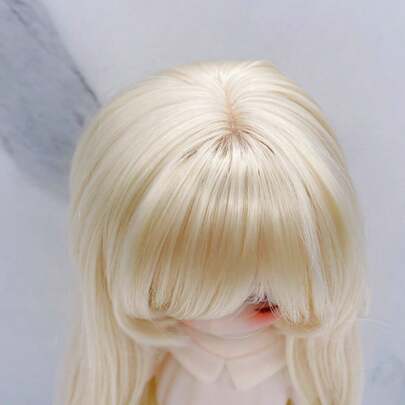 1 件 BJD 娃娃假发、MJD 娃娃假发、SD 娃娃假发 1/3、1/4、1/6 带刘海、用于 DIY 娃娃制作的高温纤维假发材料、60 厘米梦幻仙女风格假发带内卷刘海
