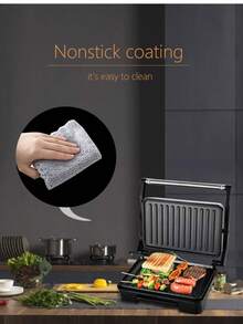 SOKANY 3-In-1 Breakfast Maker, 750W Power, Expandable, Double-Sided Cooking, Even Heating, Ceramic Coating, Heat-Resistant Handle, Silver, Ideal For Breakfast And Home Grilling - EU C Type Plug(220-240V) - View 2