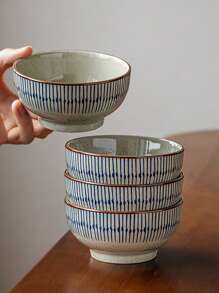 1pc/2pcs/4pcs Japanese Style Underglaze Ceramic Rice Bowls, Vintage Sesame Glaze Compact Rice Bowls, Japanese Sesame Glaze Ceramic Bowls, Underglaze Rice Bowls, Round Rice Bowls, Daily Dining Rice Bowls, Single Serve Rice Bowls, Family Gathering Rice Bowls, Retro Rice Bowls, Premium Rice Bowls,School Supplies