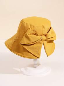 1pc Women's Fashion Wide Brimmed Bow Bucket Hat - New Fashionable Bow Back Seam Hat, UV Protective Sun Hat, Korean Casual Sun Hat, Suitable For Summer Beach, Fishing Or Daily Wear Valentines - Beige - View 10