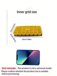 1套全新一键式冰格，带冰勺，快速制冰模具，易释放小型制冰机，家用便携式冰块储存盒，尺寸：7.48英寸*4.33英寸*3.93英寸[温馨提示：轻轻按压，不要用力过猛。尺寸略小，手工测量可能有0.78英寸误差。下单前请仔细检查尺寸。]