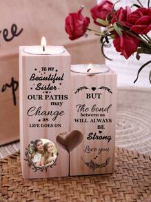 Custom Text And Photo Candlesticks,Personalized Candle Jars,Customized Picture Wooden Heart Shaped Candle Holder,Customizable Wedding Gifts,Valentine's Day Gifts,Birthday Gifts,Anniversary,Parties,Living Rooms,Restaurants,Bedrooms,Schools,Mothers,Fathers,Friends,Lovers,Girlfriends,Bridesmaids Gifts