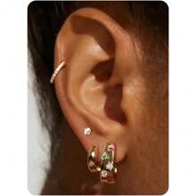 IRONBOX 4 perechi cercei mici din aur pentru femei, hipoalergenici, placați cu aur de 14K, seturi de cercei groși pentru piercing-uri multiple, cercei delicați, set de bijuterii drăguțe din argint pentru cartilaj, cadouri