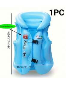 1 件充气游泳背心 - 可调节夹克，适合游泳训练、水上生存和学校活动，蓝色，浮力舒适贴身，配有可调节肩带