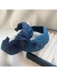 2 pièces Bandeau en denim simple et polyvalent, serre-tête pour l'extérieur, le lavage du visage et le maquillage, serre-tête pour femmes, accessoires cheveux