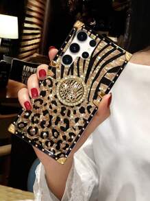 Cheetah, Leopard Print 1pc Rectangle Leopard Print Phone Case Compatible With Samsung Galaxy Galaxy Z Flip3, Z Flip4, S23 FE, S20+, S20U, S21U, S22U, S23U, OPPO A38, A18, A78 5G, A98, A79 5G, Realme C53, C55, Redmi Note12 Pro+ 5G, Note13 Pro, Vivo Y36 5G. It Has A Protective Film On The Pattern, Please Remove It Before Use.