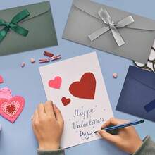 10个彩色信封 创意高档欧式信封 蝴蝶结 加厚珠光纸 长信封 适合节日返校 - 10 pcs - 查看 4