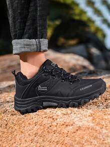 Men's Waterproof Hiking Shoes - Non-Slip, Durable Outdoor Adventure Sneakers With Rugged Rubber Sole, Lace-Up Design, Gray & Blue For Hiking, Trekking & Casual Wear, Spring Autumn Shoes | Modern Laceup Shoes | Durable Rubber Sole, Hiking Accessories