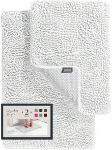 BELADOR Bathroom Rugs Sets 2 Piece- Plush Bath Mat Set Quick-Dry Soft Chenille Mat With Rubber Backing, Absorbent Rug Set, Washable Bath Rugs - Bath Mats 24x17 + 30x20 - 07 White - View 1