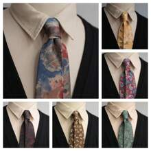 Artistic Jacquard Floral Neck Ties Cravat Ascots Oil Painting Tie Bowknot Gravatas Wedding Necktie Gentleman Party Unisex Cosplay