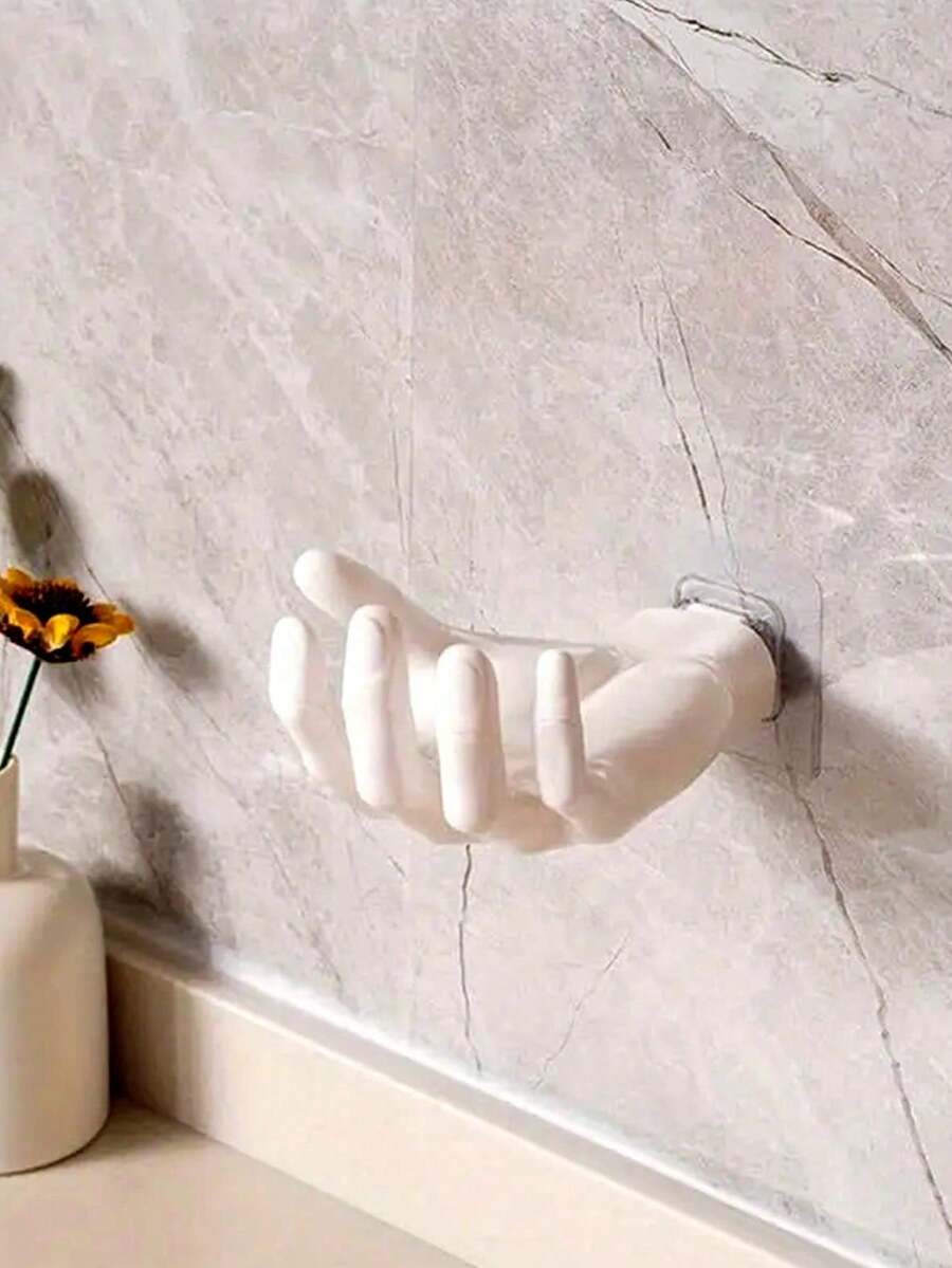 1 个手工形状壁挂式防损粘合挂钩，用于存放钥匙、耳机等的家用收纳整理器。 - 白色 - 查看 1