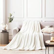 Sofa Blanket Living Room Cover SetFleece Blanket Twin Size, Soft Cozy Twin Blanket, Fuzzy Flannel Blanket Bed, Sofa, Couch, Travel, Camping, 60 X 80 Inches - 白色 - 查看 2