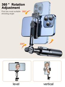 Palo de selfie inalámbrico Bluetooth STICKMAG de 74CM/29.1in, equipado con luz de belleza LED de tres velocidades ajustables, trípode giratorio de 360° de acero inoxidable antivibración, para sujetar en mano o de pie, compatible con iPhone 16 15 14 13 12 11e/Max/Pro/Xs/Xr/X/Plus y Galaxy S25/S24/S23/S22Ultra