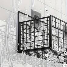 Metal Wall Mount Grid Storage Basket - No Drilling Required, Suitable For Bathroom, Kitchen And Office Organization, Home Organizer Baskets, Boxes And Containers, Toilet Shelf, Wall Mounted Bathroom Kitchen Storage Rack