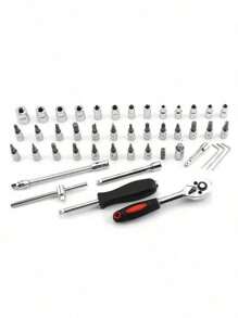 1pc 46pcs Auto Repair Tool Set, Ratchet Wrench Socket Tool Kit With Mixed Bits, Hardware Tools
