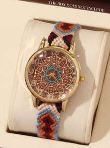 2pcs Fashionable Simple Women's Lovers Watch, Round Antique Bohemian Quartz Cloth Band Watch, Sisters Lovers Watch, Suitable For Holiday, Holiday And Daily Wear, Is The Best Gift For Women Lovers.