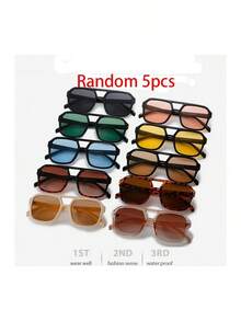 男女新款双光束太阳镜，时尚防紫外线方形太阳镜，个性化太阳镜 - 彩色 - 查看 10