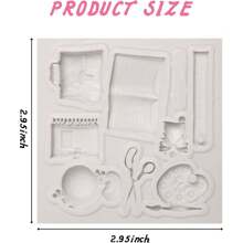 Silikonformen, Silikon-Buch-Form, Schere, Zeichen-Stift, Palette, Schultasche Fondant-Formen für Cupcake-Topping, Kuchen-Dekoration, Schokolade, Süßigkeiten, Handwerk, Gummi-Paste