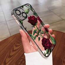 Funda de TPU RedRose con lentes envolventes, diseño elegante para phone 15 Pro Max, estilo único para phone 14, material suave para phone 13 Pro, resistente a rayones para phone 12 y hermoso marco chapado para phone 11. - Plateado - Ver 1