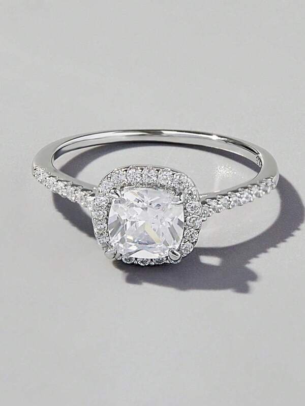 Vaerine Silbernes Ehering Für Frauen, Mit Cubic Zirkonia-dekor, Feiner Schmuck Für Braut Und Verlobung
