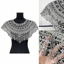 Floral Embroidery DIY Set: Sequin Hollow-Out Embroidered Shawl & Cuffs, Costume Accessory For Evening Gown, Cheongsam, Can DIY Garment