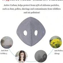 1 Pc Black Mesh Breathable Reusable Activated Carbon Filters Face Mask Sun Protection And Dust Prevention Riding Face Mask Ski Masks - Black - View 6