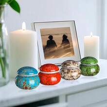 Handcrafted Ceramic  Urns Keepsake - Set Of 4 With Box & Velvet Bag - 1 - View 7