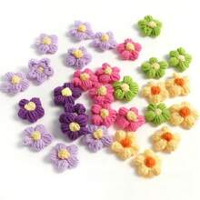 10/20/50 PZ fiori a uncinetto misti a colori, fiori in lana fatti a mano colorati come accessori da cucire, piccoli fiori gonfi per bricolage, rifiniture per specchi, fasce per capelli, cappelli e accessori per abbigliamento, accessori per feste, forniture per uncinetto