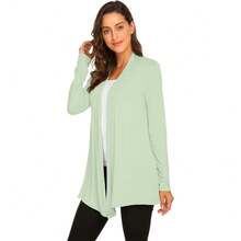 Newchoice Womens Casual Lightweight Long Sleeve Cardigan Soft Drape Open Front Fall Dusters (S-3XL) - Faded Sage - 查看 4