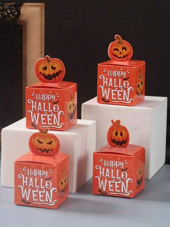 24 件万圣节糖果盒橙色南瓜设计礼品盒、万圣节派对装饰礼品包装盒饼干袋、万圣节氛围纸质包装盒、用于“不给糖就捣蛋”装饰的礼品包装用品、节日派对礼品、万圣节礼物、恐怖派对装饰、万圣节主题用品