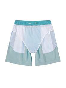 3  PCS Pantalones cortos de playa casuales de estilo hawaiano para hombre, color sólido, de secado rápido, cintura con cordón, elección perfecta para salidas de verano. - Multicolor - Ver 5