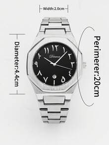 DENVOSI 1pc Men's Quartz Watch With Unisex Steel Strap, Arabic Numeral Scale, Fashionable Business, Water Resistant, Date Display, Suitable For Daily Wear - Black - View 7