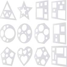12pcs Chalk Template Set, Plastic Stencils Drawing Templates Geometric Shapes, Suitable For Arts And Crafts