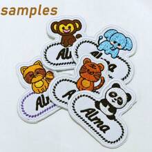 Custom Cute Animals Name Patch, 2pcs Personalized Embroidered Name Tag, Sew On/Iron On Patches Suit For Clothing Uniform Work Shirt School Uniform