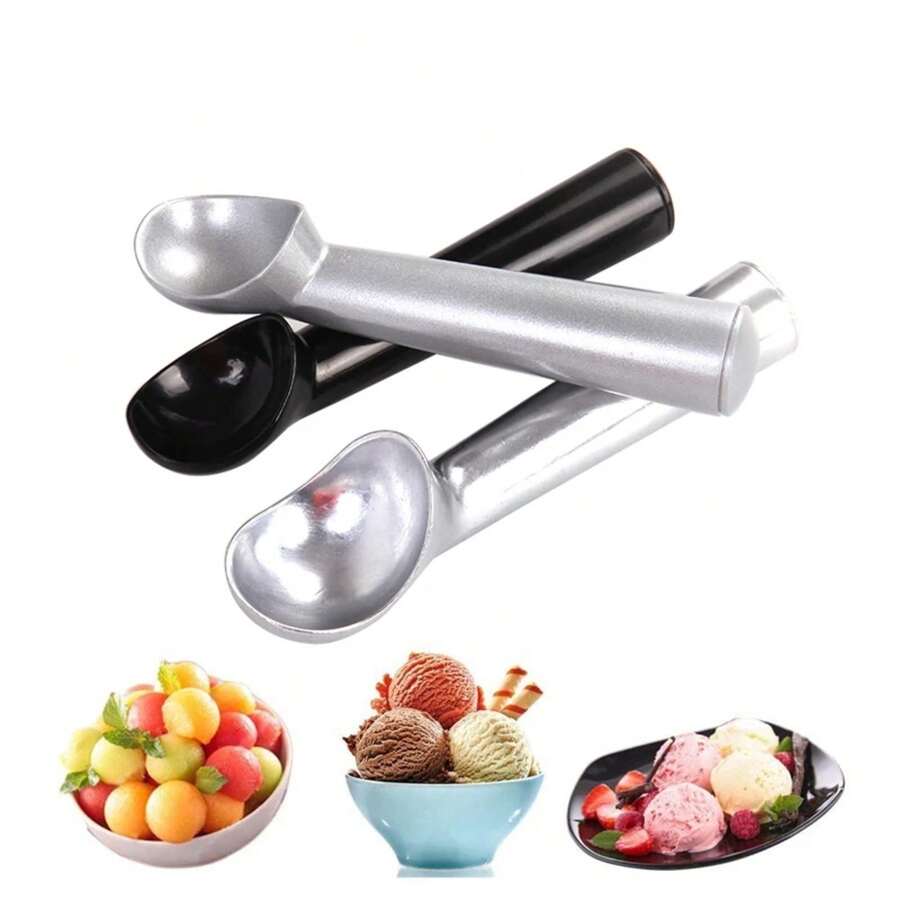 Cuchara de crema antiadherente y anticongelante, cuchara de crema de aluminio, cuchara para bolas de melón, herramientas para masa de galletas KC0080 - Negro - Ver 1