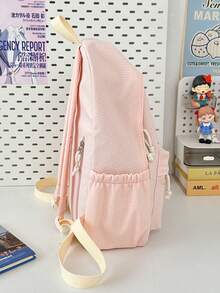 Mochila a cuadros fresca y sencilla para chica, mochila para estudiantes universitarias, estudiantes de secundaria y preparatoria, mochila para el campus, esencial para el inicio de clases, adecuada para uso escolar, mochila para adolescentes, útiles escolares, gran capacidad, ligera, portátil, plegable, estilo casual clásico, adecuada para adolescentes, mujeres estudiantes universitarias, principiantes y trabajadores de oficina, perfecta para volver a la escuela, primer día de clases, secundaria, preparatoria, exteriores, viajes, salidas, compras, vacaciones, conciertos - Rosa - Ver 5