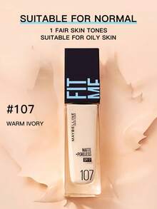 Maybelline 美宝莲S Fit Me防晒霜 SPF 107 30毫升，适合干性肌肤 - #107 Warm ivory - 查看 1