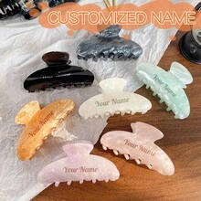 Personalized Hair Clips, Korean Sweet Customized Hair Clips, Free Engraving, High-End Hair Claw, Customized Gift For Girlfriend, Korean Versatile Fashion Jelly Color High-End Bun Hair Claw, Christmas Gift Customization, Thanksgiving Gift Customization, Birthday Gift Customization For Girlfriend/Mother