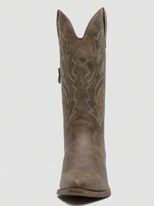 GLOBALWIN Women's Mid Calf Western Cowboy Boots Cowgirl Boots For Women With Floral Embroidery Side Zipper Chunky Heel Fall Boots Halloween Season - 23YY13 深棕色 - 查看 7