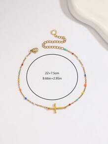 Damen Fuß Knöchelarmband in Gold mit kleinen Perlen und zufällig farbigen Perlen, einfacher Strandsommer Fußschmuck, Schmuckgeschenk