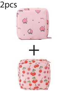 5件装带拉链的卫生巾收纳袋，便携式卫生棉条袋，小巧可爱的卫生巾袋，多功能旅行收纳袋，PU防水材质，图案可爱，适合存放女性个人护理用品。 - 彩色 - 查看 14