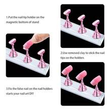 2 Sets Nail Holder Stand Press On Nail Display & Practice - Magnetic Wave Shape Nail Holder With Adjustable Angle & Non-Slip Base (Multiple Colors). Complete Starter Kit Includes Practice Nail Tips Acrylic, Gel Polish & Nail Art Training. Nail Beginners, Enthusiasts, Home Salon, Nail Tech Students & Content Creators. Nail Display, Manicure Practice, Salon Decoration, Nail Photography & Travel. Great Aspiring Nail Artists. Beginner Kit Essential QYCQ - 2 bộ giá đỡ móng tay màu hồng - Xem 6