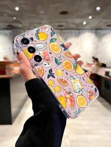 1pc Orange & Beverage Graphic Transparent & Lightweight Phone Case Compatible With Samsung, 16, 13, 15, 15 Pro, 14 Pro, 14 Plus, 7/8 Plus, 11, 12 Pro Max, 13, 14 Pro Max, Samsung S24, S23, S25, Great Gift For Friends And Family Waterproof Shockproof Anti-Fall Scratch Resistant - Clear - View 3